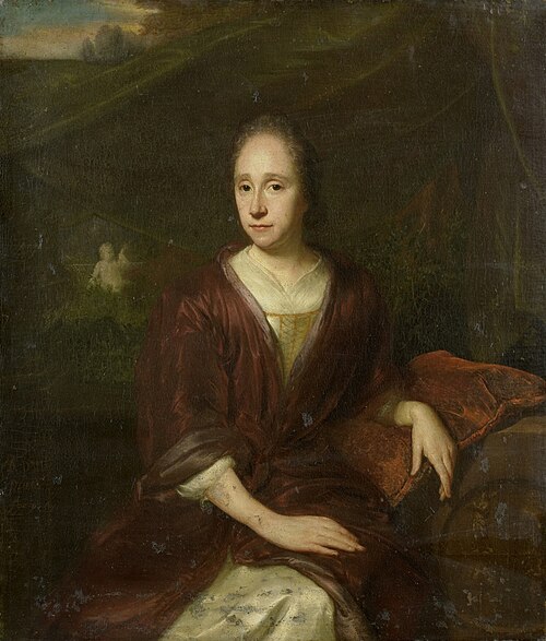 Portrait of Margaretha Nelis (1652-17050, second wife of Casparus Commelin, 1698, David van der Plas