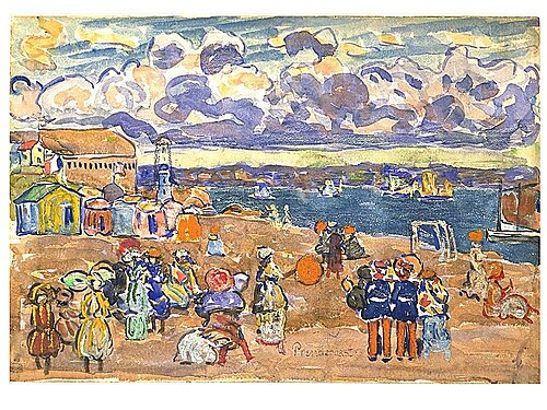 Beach at Saint-Malo, 1907, Maurice Prendergast