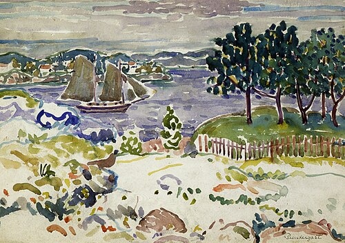 Inlet with Sailboat, Maine, 1913, Maurice Prendergast