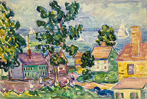 New England Coastal Village, 1915, Maurice Prendergast