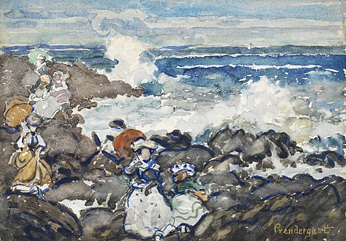 Rocks, Waves and Figures, , Maurice Prendergast