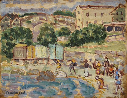 Beach and Village, , Maurice Prendergast