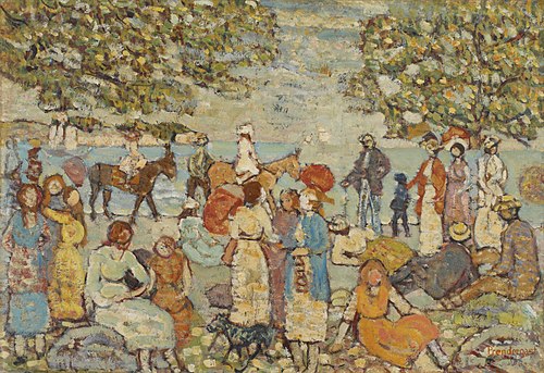 Beach Scene with Donkeys (or Mules), , Maurice Prendergast