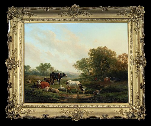 Heuvelachtig landschap met vee, 1850, Hendrik van de Sande Bakhuyzen