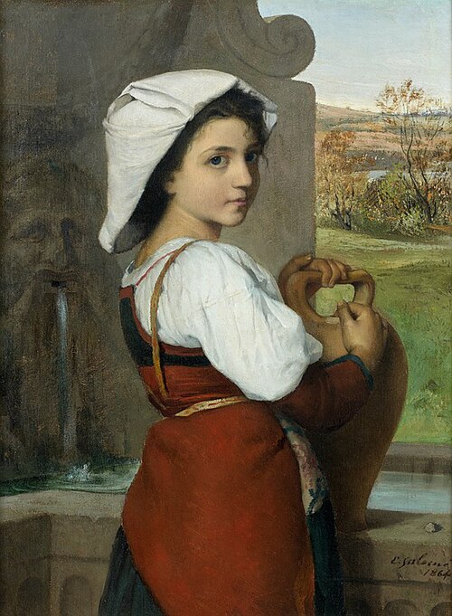 Young italian girl with an amphora, 1864, Émile Salomé