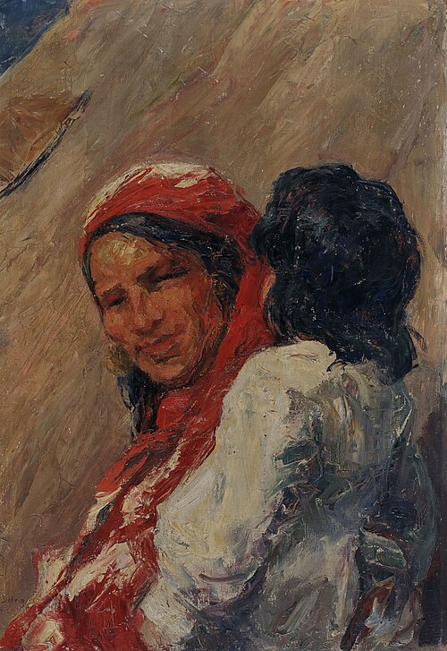 Tziganne et enfant, 1915, Jean Delvin