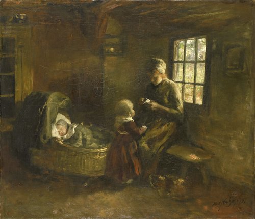 'Bij de wieg', 1897, Albert Neuhuys