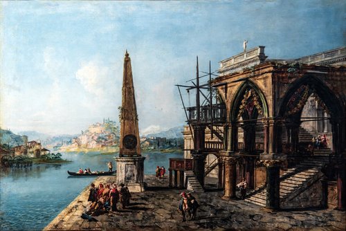 Capriccio avec édifice gothique et obélisque, 1741, Michele Marieschi