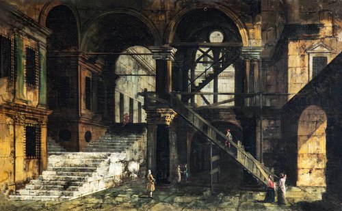 Cour du palais avec escalier, , Michele Marieschi
