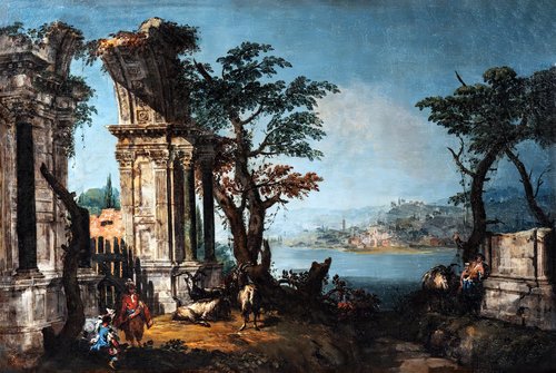 Capriccio avec arc classique et chèvres, 1741, Michele Marieschi