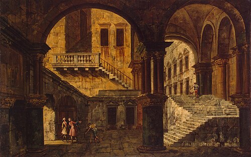 Courtyard with a Staircase, 1735, Michele Marieschi
