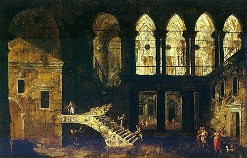 Architecture fantastique d'une cour de palais, 1730, Michele Marieschi