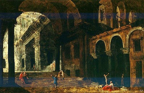 Architecture fantastique d'une cour de prison, 1730, Michele Marieschi