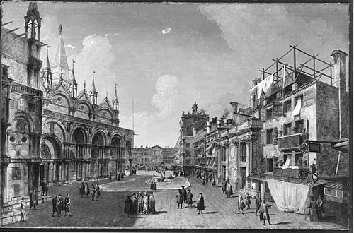 Ansicht der Piazzetta dei Leoni in Venedig, 1734, Michele Marieschi