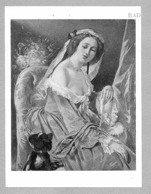 lady with fan + dog, 1862, Anselm Feuerbach