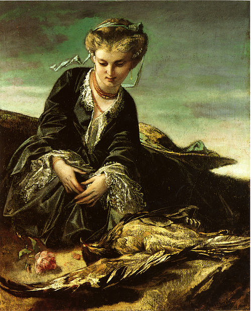 La fille avec l'oiseau, 1854, Anselm Feuerbach