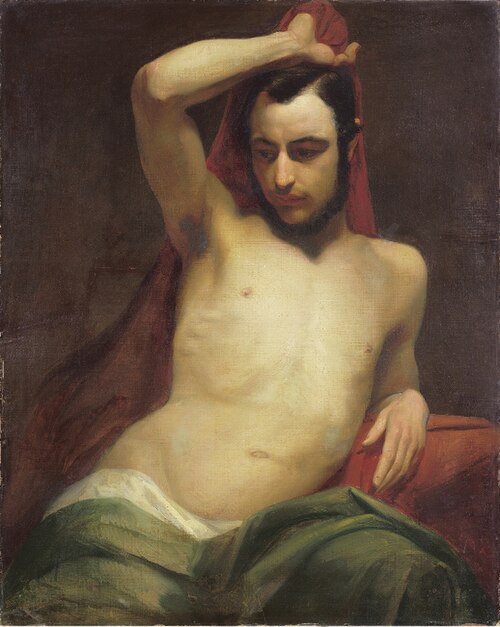Männlicher Halbakt, , Anselm Feuerbach