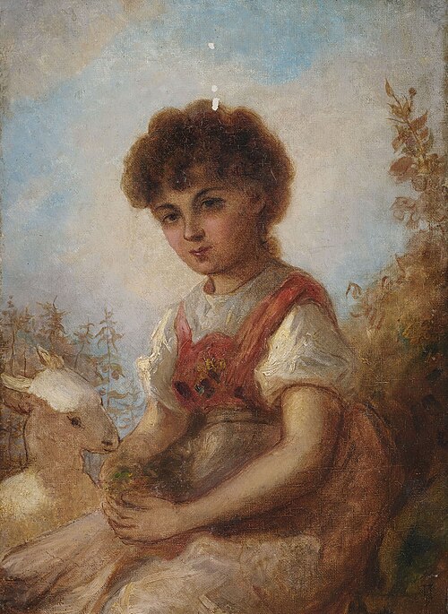 Kleines Mädchen mit einer Ziege., 1880, Anselm Feuerbach