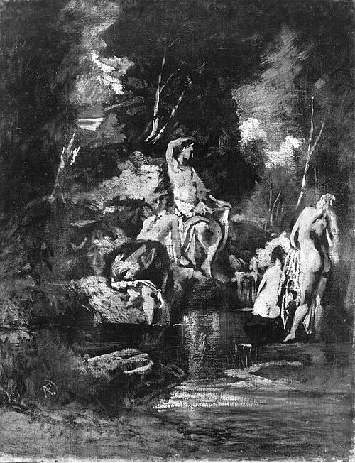Diana, dem Bade entsteigend, von Nymphen umgeben, 1854, Anselm Feuerbach