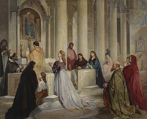 Laura in der Kirche, 1865, Anselm Feuerbach