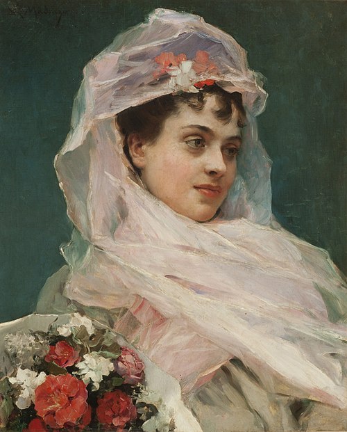 Aline Masson con tocado de gasa (Pintura), , Raimundo de Madrazo y Garreta