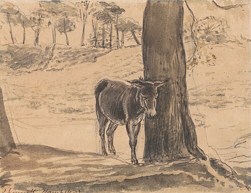 Donkey Beside a Tree, Hampstead, , John Linnell
