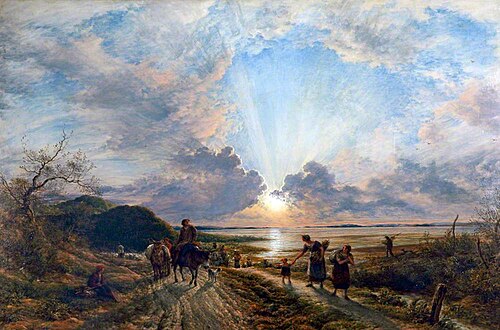 Estuary Scene with Setting Sun, 1856, John Linnell