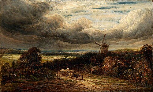 Landscape with a Wood and a Windmill under Storm Clouds, , John Linnell