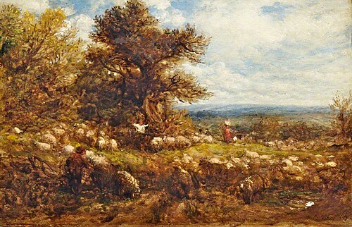 Sheep Changing Pastures (Landscape with Sheep), 1875, John Linnell