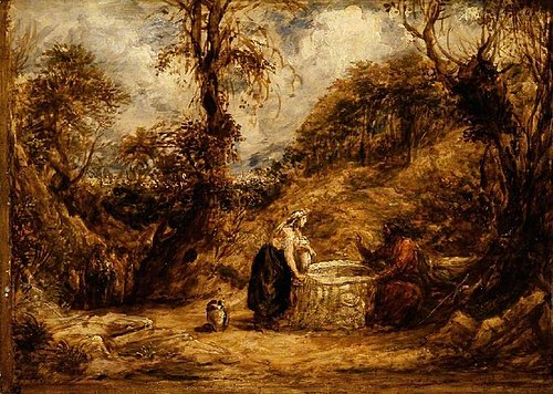 Christ and the woman of Samaria at Jacob's well, , John Linnell