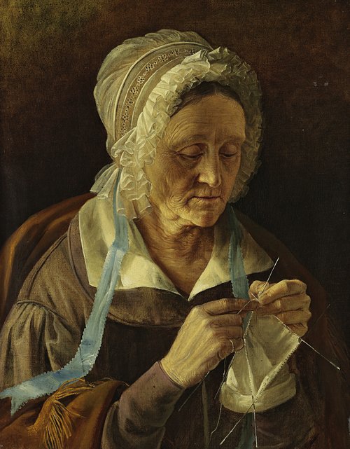 Old Woman Knitting a Sock, 1838, Ivan Khroutski