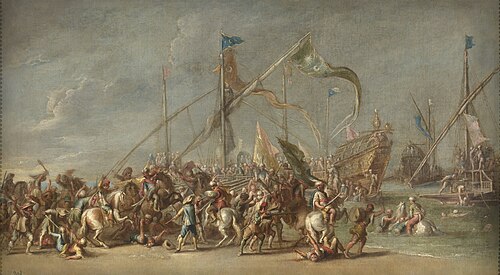 Landing and combat, 1601, Cornelis de Wael