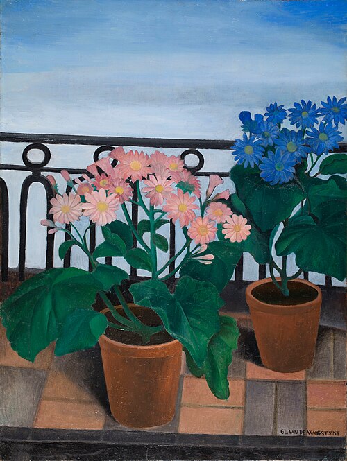 Balcon avec des fleurs (cinéraires), 1929, Gustave Van de Woestijne