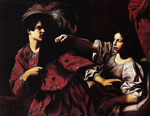Joseph and Potiphar's wife, 1618, Battistello Caracciolo