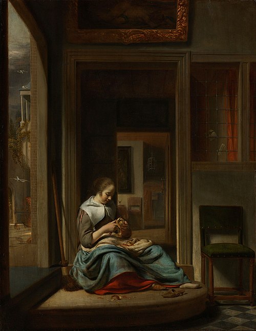 Girl peeling an apple, 1667, Cornelis Bisschop