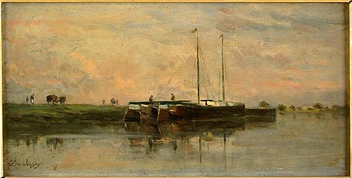 Péniches à Bezons, 1878, Charles-François Daubigny