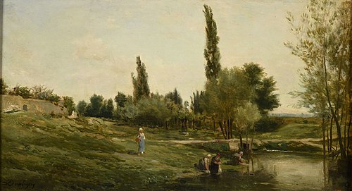 Paysage avec laveuses, 1850, Charles-François Daubigny