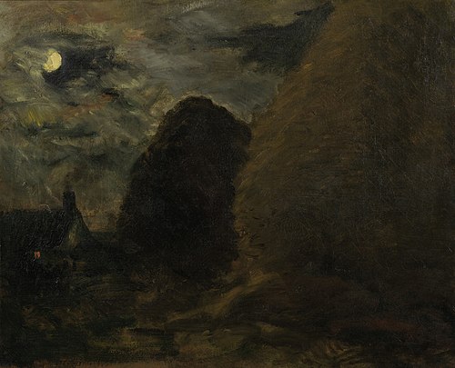 Haystacks by moonlight, 1875, Charles-François Daubigny