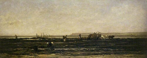 Mussel-gatherers at Villerville, 1870, Charles-François Daubigny
