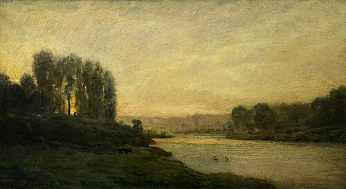 River Scene, Sunset, , Charles-François Daubigny