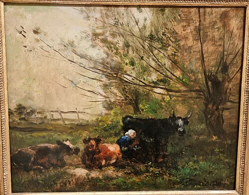 La traite des vaches dans le pré, 1871, Charles-François Daubigny