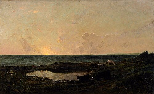 Sunset on the Coast at Villerville, 1865, Charles-François Daubigny