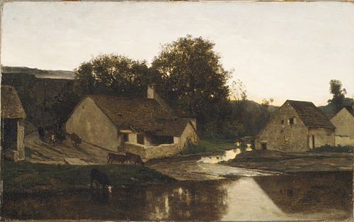 Le hameau de Optevoz au petit matin, 1852, Charles-François Daubigny