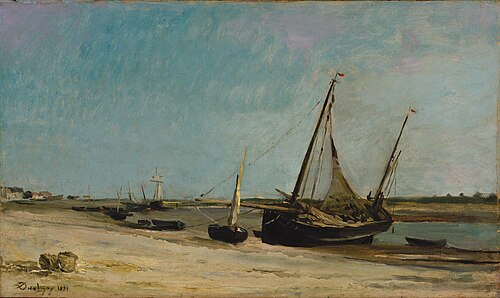 Bateaux sur la côte à Étaples, 1871, Charles-François Daubigny