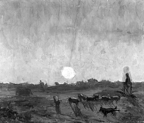 Landscape Sketch, Moonlight, 1855, Charles-François Daubigny