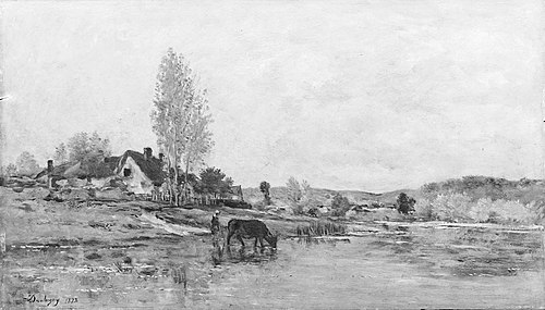 Farm on the Bank of a River, 1873, Charles-François Daubigny
