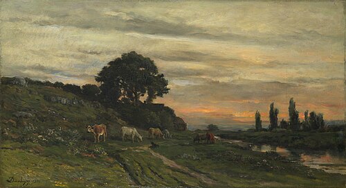 Landscape with Cattle by a Stream, 1872, Charles-François Daubigny
