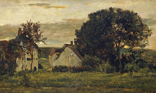 Cottages at Barbizon: Evening, 1847, Charles-François Daubigny