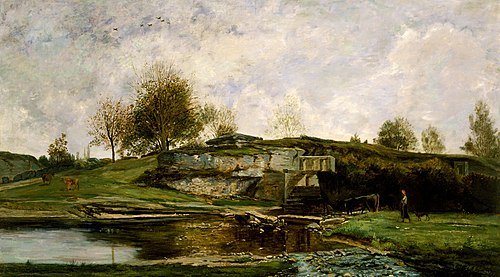 Sluice in the Optevoz Valley, 1854, Charles-François Daubigny