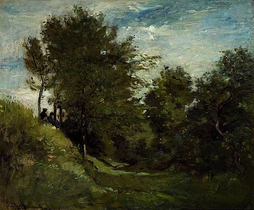 Landscape with Figures seated on a Bank, 1878, Charles-François Daubigny
